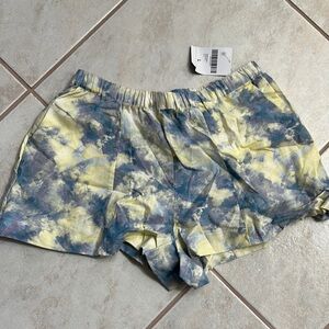 Forever 21 Blue and Yellow Tie-Dye Athletic Shorts